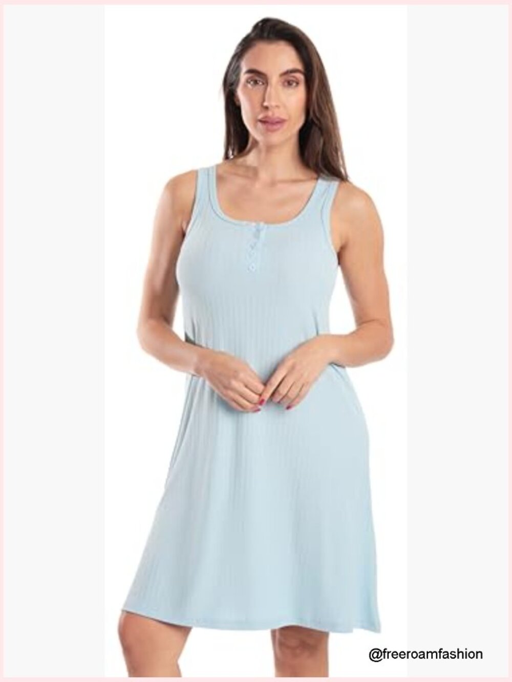 Sleeveless Henley Nightgown Soft Stretch Tank Sleep Shirt Dress Size M - Picture 2 of 6